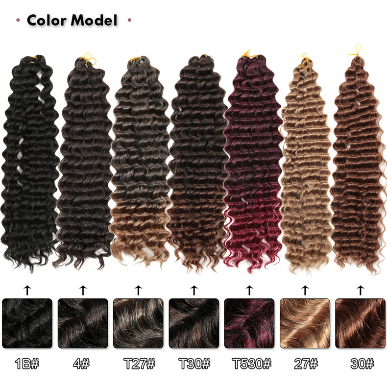 Deep Wave Ombre Color Crochet Braids 22inch Curly Synthetic Braiding Hair Extensions  deep twist Hair