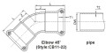 สแตนเลสสเตนเลส 45 องศาบีบข้อศอก