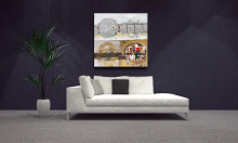 Abstract Geometric Blocks Wall Art Oil Painting