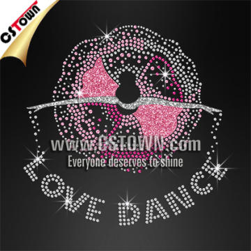 Bling bling t shirt iron on love dance rhinestone hot fix motif transfers