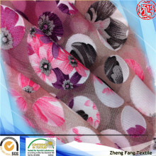 2014 new design polyester flower printed burn out knitting fabric manufacturer