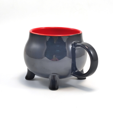 Black Outer Red Inner Witch's Cauldron Mug - Halloween Ceramic Cup 440ml 15oz
