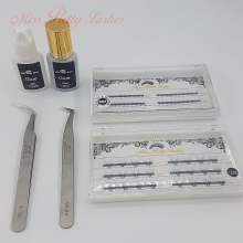 Premade fans mink individual black glues