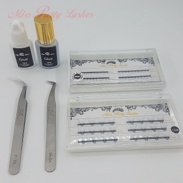 Premade fans mink individual black glues