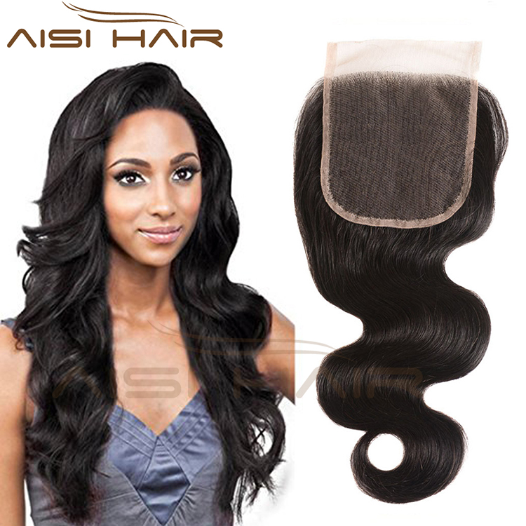 Aisi Hair Top Quality 14 Inch Long Body Wave 4X4 Lace Closure Brazilian Human Hair Extension For Women