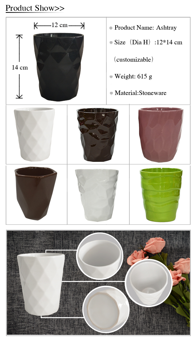 Wholesale high quality black personalized ceramic flower pot