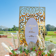 New Design Rectangle PVC and Stainless Steel Wedding Stage Backdrop