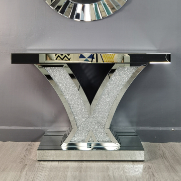 Silver glass mirrored hallway table