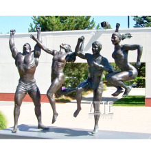 Playground art life size metal figure sculpture bronze man and woman statue