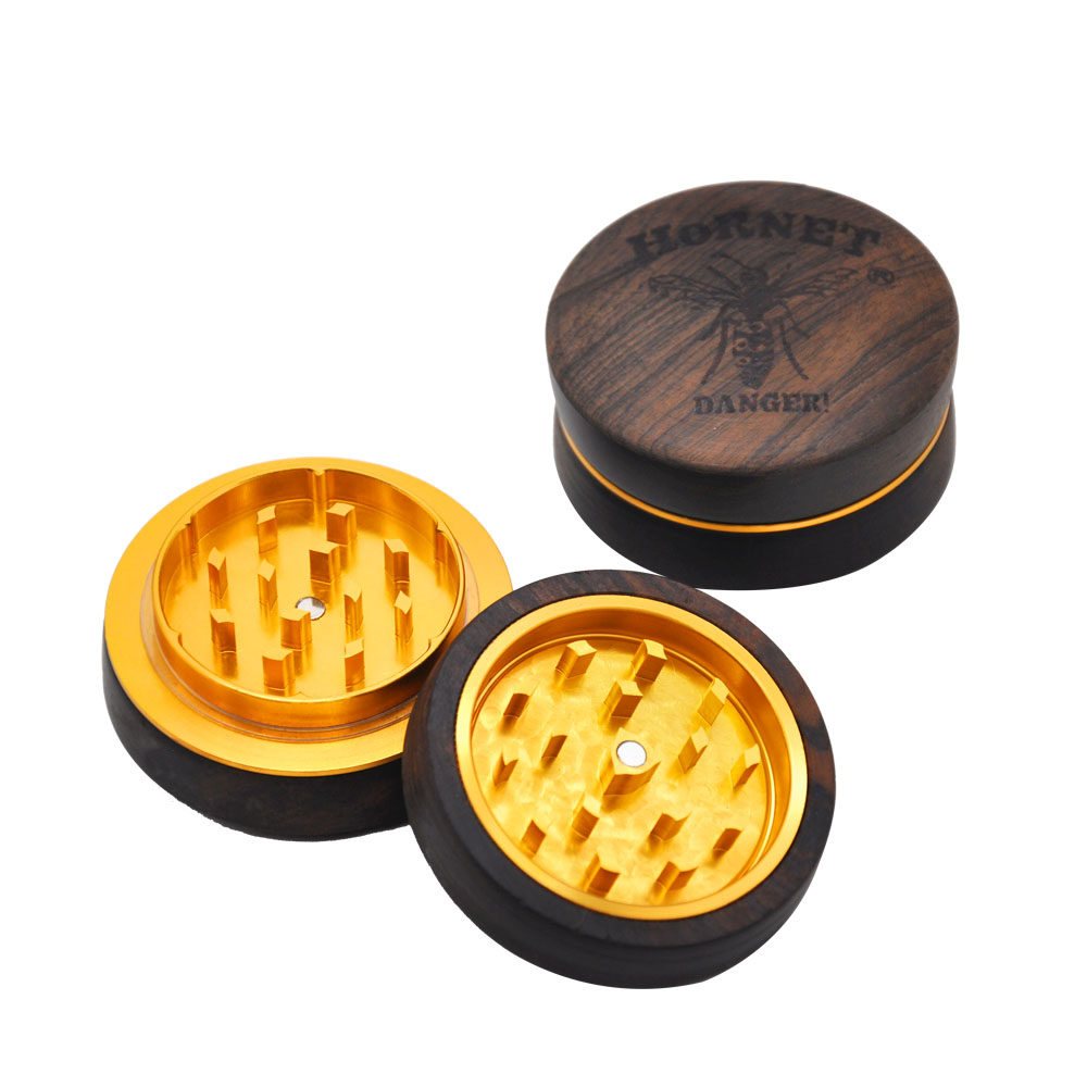 Handamde Wood 2 parts 60mm herb grinder weed grinder rosewood&Aluminum herb crusher custom logo smoking accessories