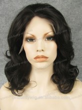 Celebrity wig top quality medium length black lace front hair synthetic natural lace wig
