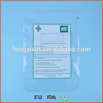 Hospital medical use Custom printed ziplock plastic bag for medication