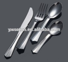 Party wedding flatware/Silver Coated Disposable plastic cutlery/silver coated flatware disposable plastic cutlery