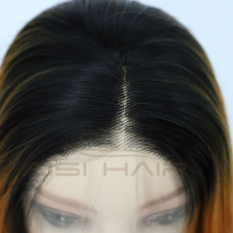 Aisi Hair High Quality 28 Inch Body Wave Curly Long Wavy Ombre Orange Lace Frontal Synthetic Hair For Black Women Lace Front Wig