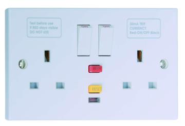 2gang 13A Switched Socket Single Pole RCD