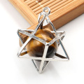 Eight Pointed Star Pendant Necklace 3D Geometry with Natural Stone For Men and Women