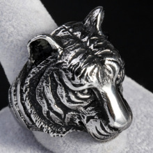 Stainless Steel Men's Tiger Head Type Animal Ring