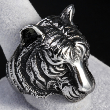 Stainless Steel Men's Tiger Head Type Animal Ring