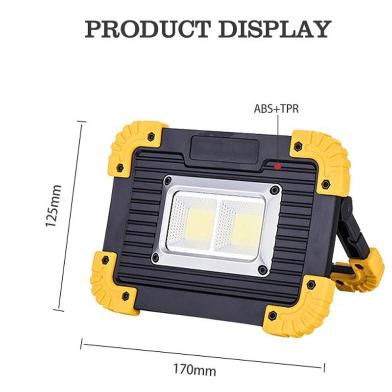 Rechargeable Work Light, LED Floodlight Portable Waterproof LED Soptlight for Outdoor Camping Hiking Emergency Car Repairing