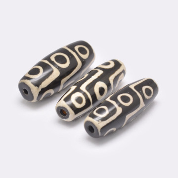 Search Engine: Pandahall Dyed Heated Rice Black Tibetan Style 9 Eye Dzi Beads