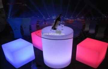 Pe Illuminated Led Coffee Tables With Glass , Waterproof Tables