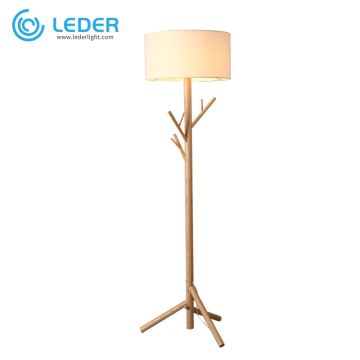 Dekoracyjna drewniana lampa podłogowa LEDER