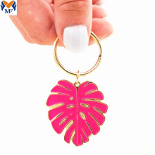 Logo Tersuai Logam Enamel Monstera Leaf Keychain