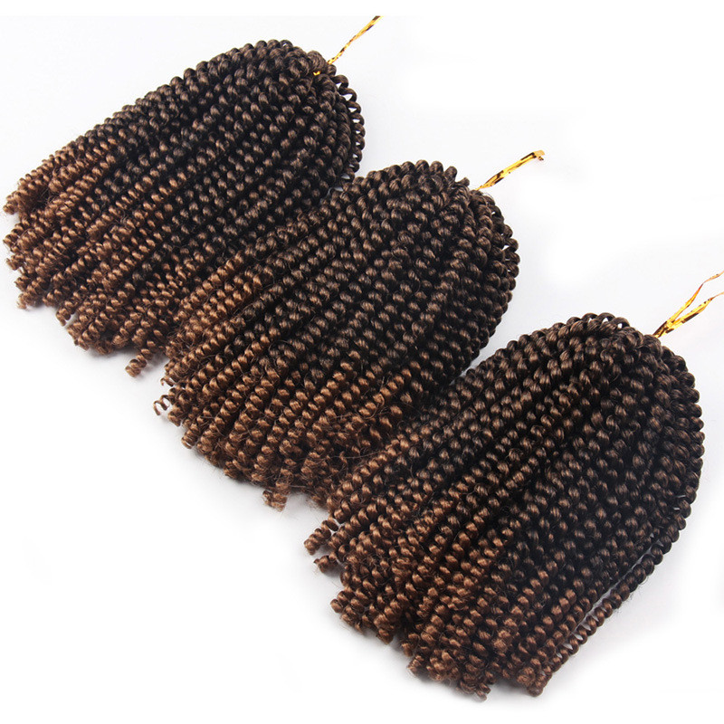 Spring Twist Crochet Hair Braids Curly Fluffy Bomb Twist Spring Curl 8inch Synthetic Hair Extension