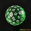 Bescon Translucent Green Polyhedral Dice 100 Sides, D100 dice, 100 Sided Cube, Transparent D100 Game Dice