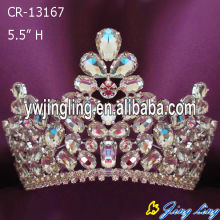 Tiara grande de grandes trozos del rhinestone corona cristal AB