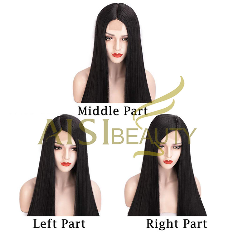 Aisi Beauty Topselling Vendor Cheap Long Silky Straight Black Wig Swiss Lace Synthetic Hair For Black Women Lace Front Wig