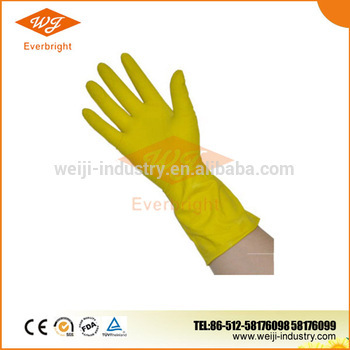 40g Yellow Color Flocklined Latex gloves , dip flocklined latex gloves , spray flocklined latex gloves