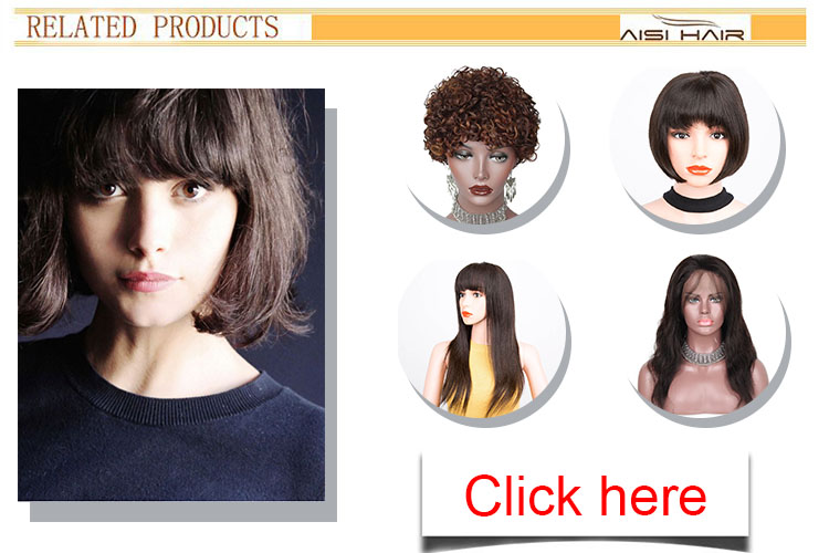 Aisi Hair Fashion Peruvian Human Hair Full Lace Sew in Wig , Short Hair Hairstyles