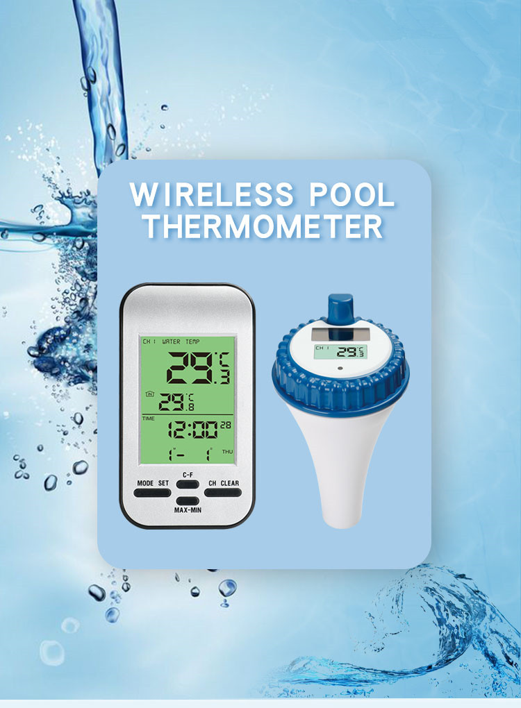 Wireless smart swimming pool thermometer with timer alarm clock
