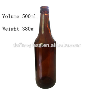 600ml big size amber color glass beer bottle with crown cap