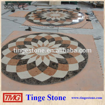 Waterjet flooring marble inlay sun flower designs