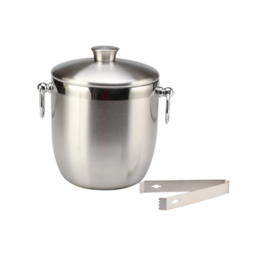 Stainless steel ice bucket with tongs