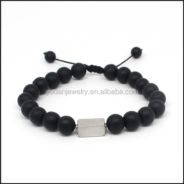 Black Agate braided bead bracelet