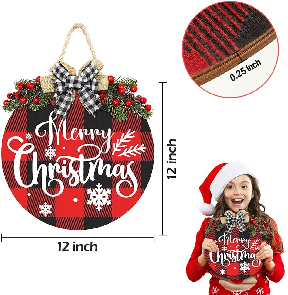 Selamat Natal Buffalo Plaid Hanging Sign