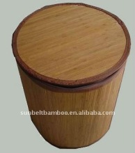 Folding bamboo laundry basket