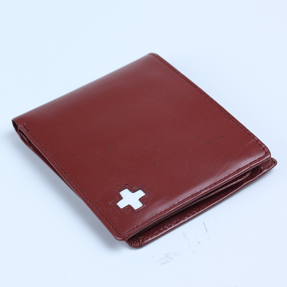 Burgundy Full Grain Leather Men Pocket Bi-fold Wallet