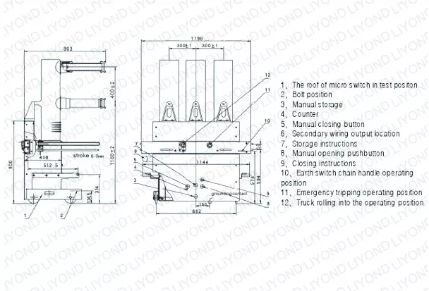 ZN85-40.5/T 1250A 31.5KA 33KV 40.5KV VCB  Indoor High Voltage electric vacuum circuit breaker for switchgear