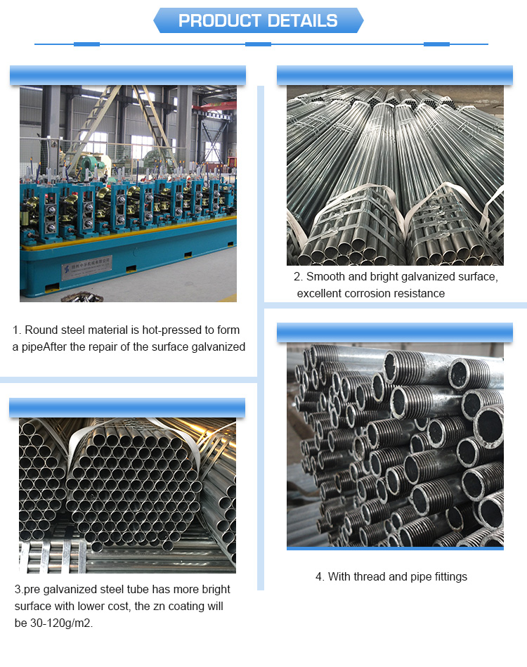 Customized 7.5m hot dipped galvanized steel pipe zinc gi steel tube