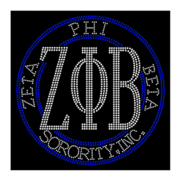 Hot Fix Bling Rhinestone Transfer Design for Zeta Phi Beta Sorority Shirts & Hoodies