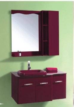 Red Wall Mounted Bathroom Plastic Vanity Cabinet