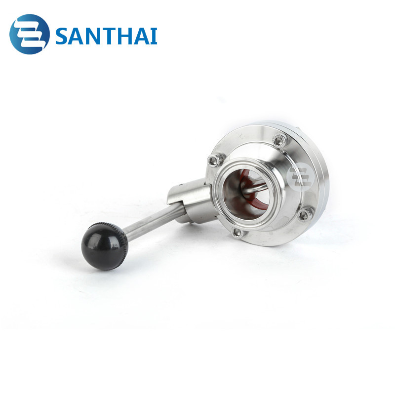 High Quality food grade Stainless Steel SS304 SS316L Weld,Clamped,Thread Butterfly Valve With Pull Rod Handle