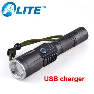 Tactical USB flashlight mobile phone charger 10w zoomable flashlight