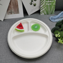 Biodegradable 9 inch 3 compartment plates