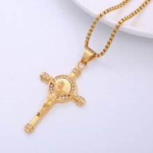 CZ Diamond Zircon Religious Crucifix Pendant Cross Necklace