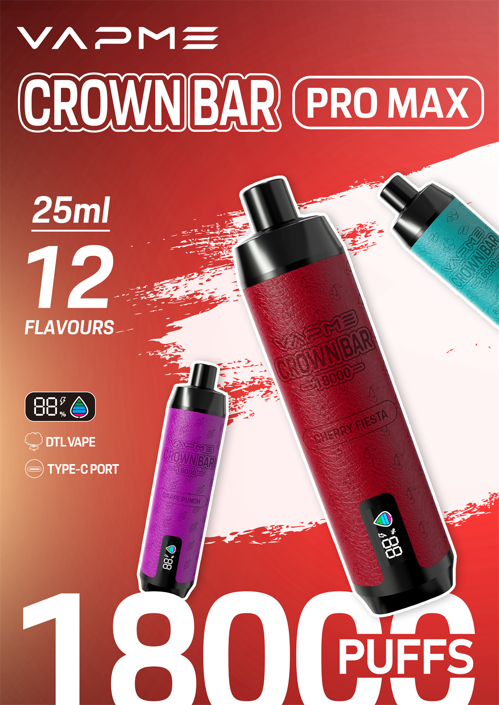 Vapme Crown Bar 18000 Puffs Vape de cigarro por atacado